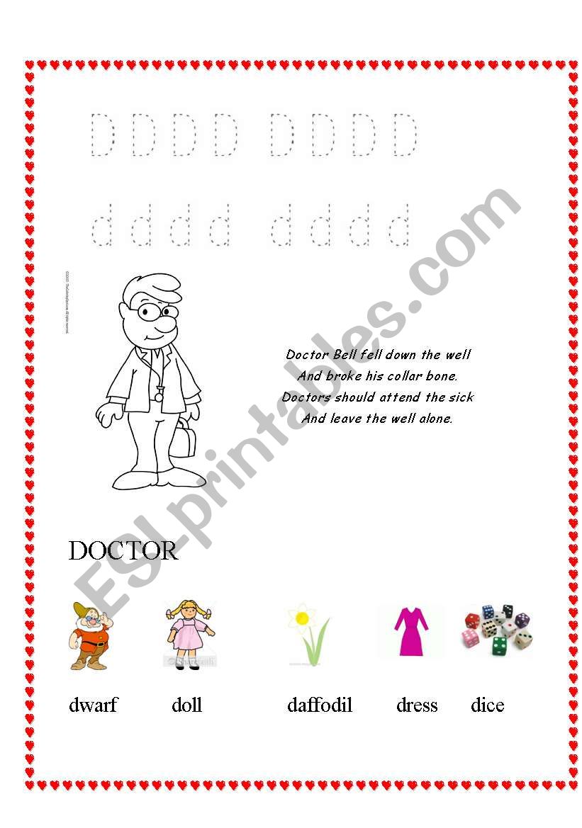 Letter D [di:] worksheet